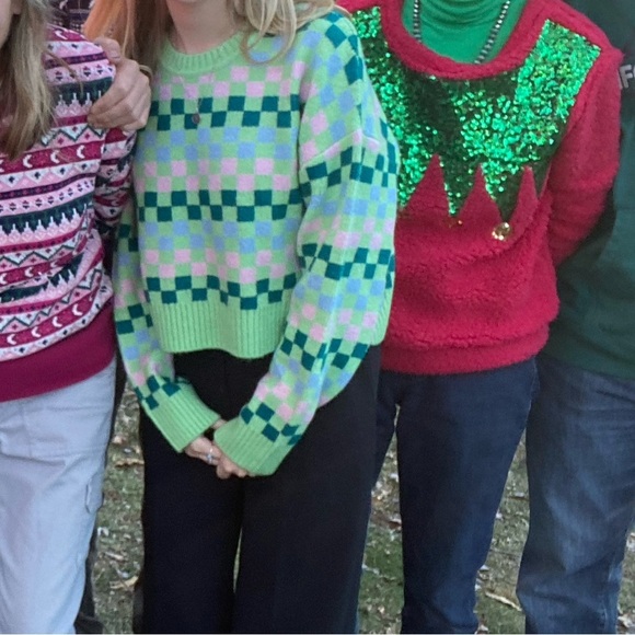Cotton On Blue and Green Checkered Cropped Women’s Sweater Size Small - Picture 6 of 6